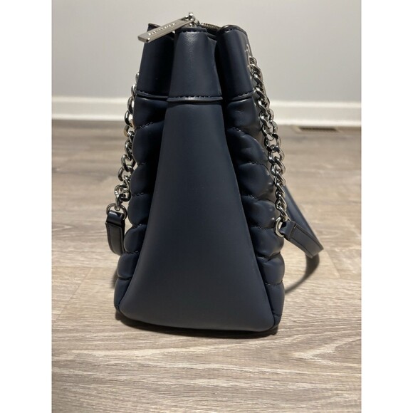 Michael Kors Blue Quilted Whitney Tote Shoulder Bag Chain And Leather Strap New - Picture 11 of 13
